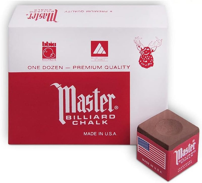 Master Chalk Master Billiard Pool Cue Chalk Premium Quality - 1 Dozen - Made in The USA + 2 pcs of Quality Billiard Pool Table Spots by Tweeten Fibre Co. - Image 2